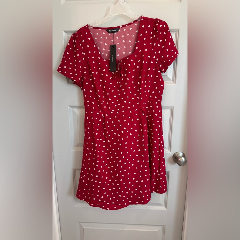 Allegra K Red Ruffled Cap Sleeve Mini Dress